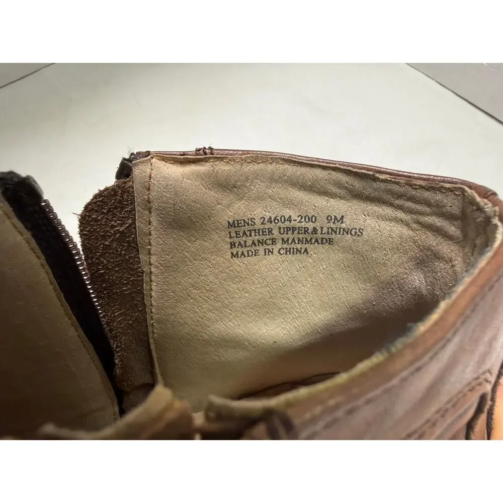 Stacy Adams Men’s Square Toe Ankle zipper Brown Chelsea Boots Size 9M